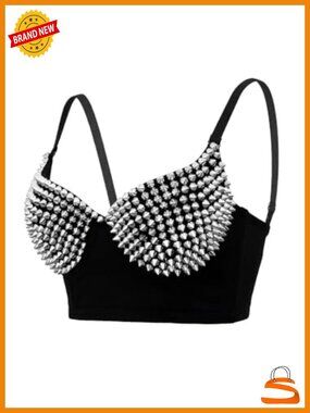 Studded Punk Corset Crop Top Bustier Bra